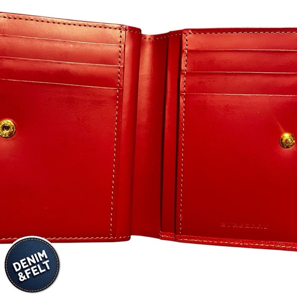 Burberry Women’s Red Leather Bifold Wallet w/ Coin Compartment | PRELOVED ♥️ - Picture 9 of 15